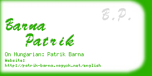 barna patrik business card